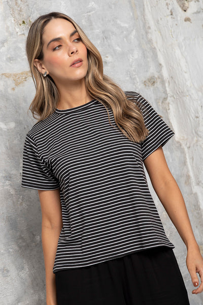 Camiseta Rita Rayas Negra